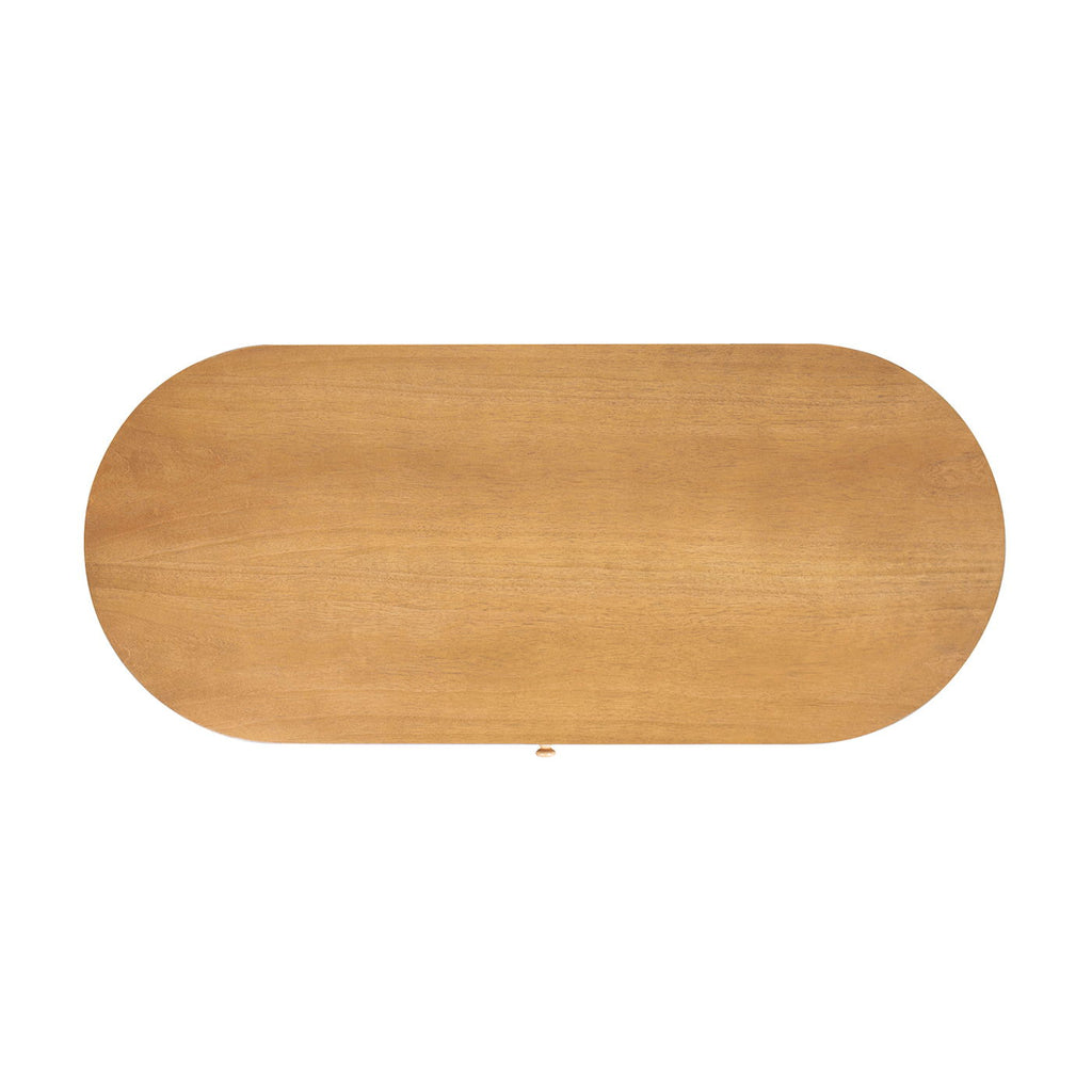 Jesse - Single Drawer Fluted Oval Console Desk - Honey Brown