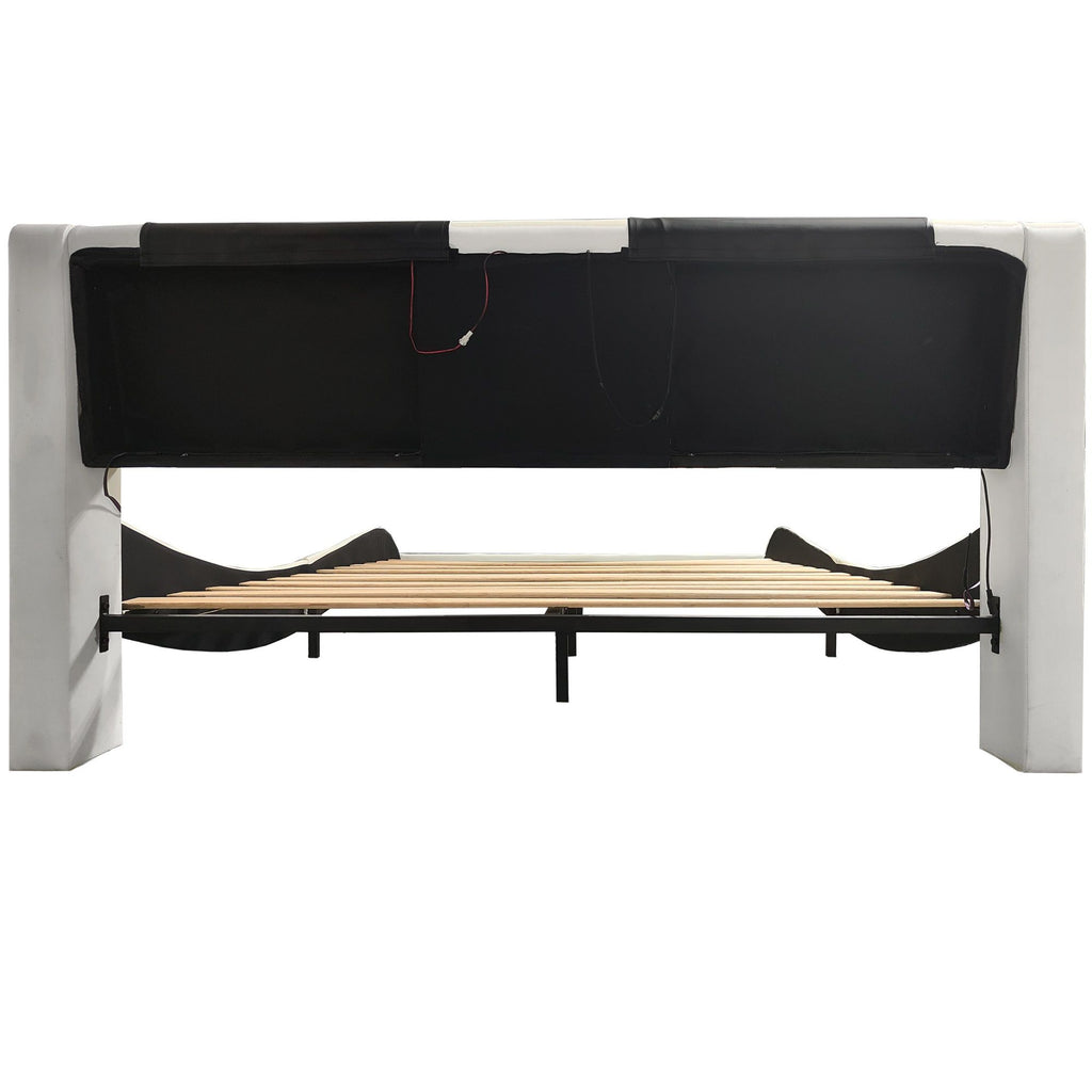 Platform Bed Frame With LED Lighting, tooth Music, Vibration Massage