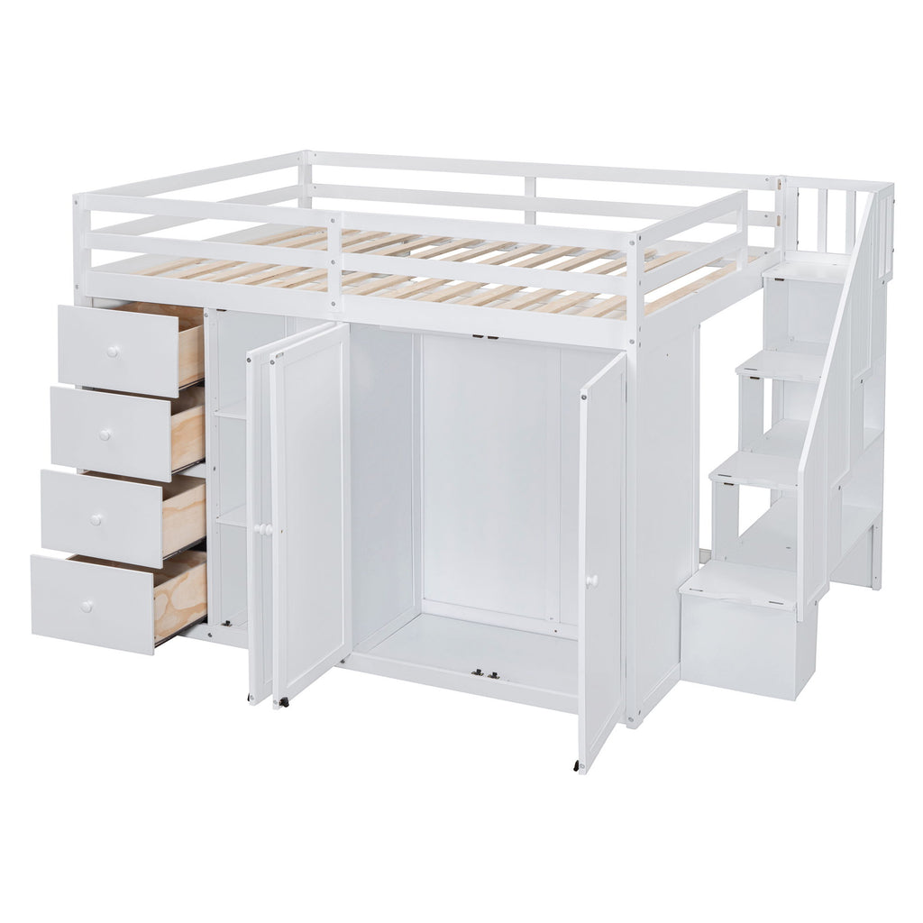 Loft Bed With Built In Wardrobes, Cabinets And Drawers