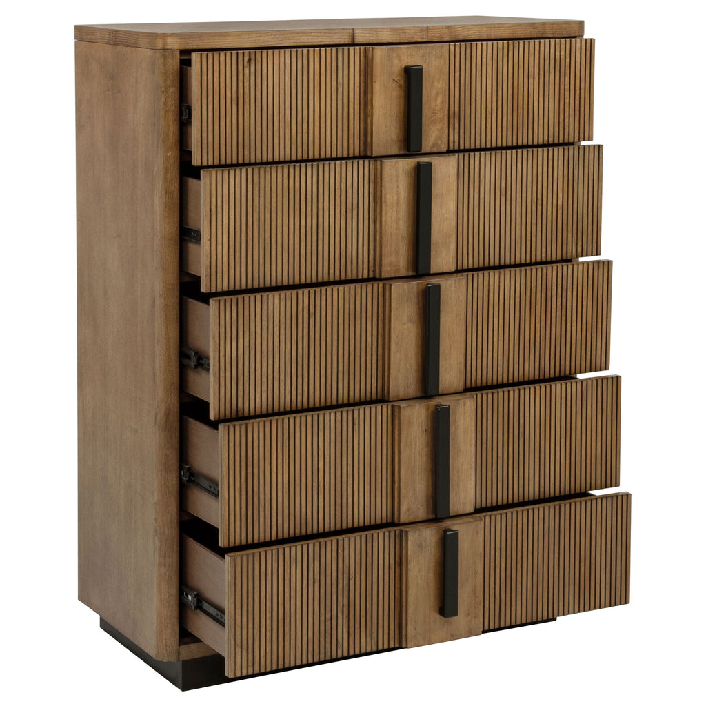Moraga - 5 Drawer Chest Of Drawers - Ash Brown