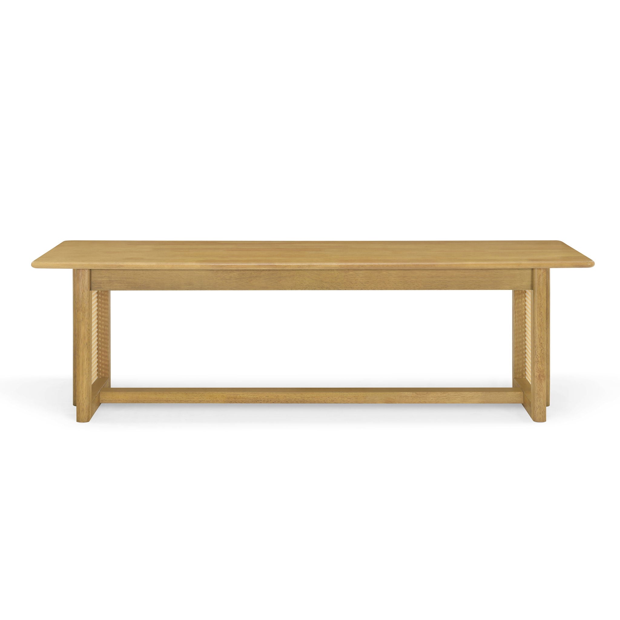 Dining Bench With Rattan Weave