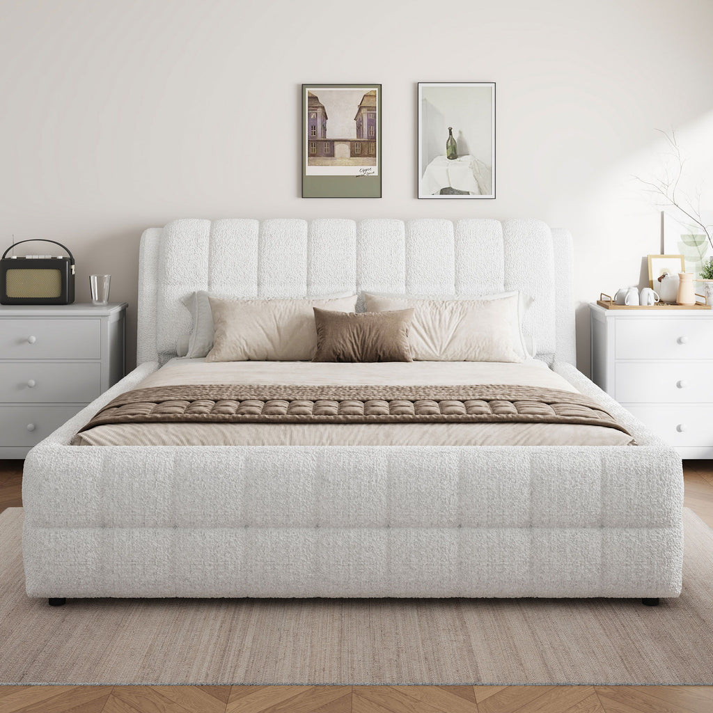Upholstered Platform Bed With Stitching Details