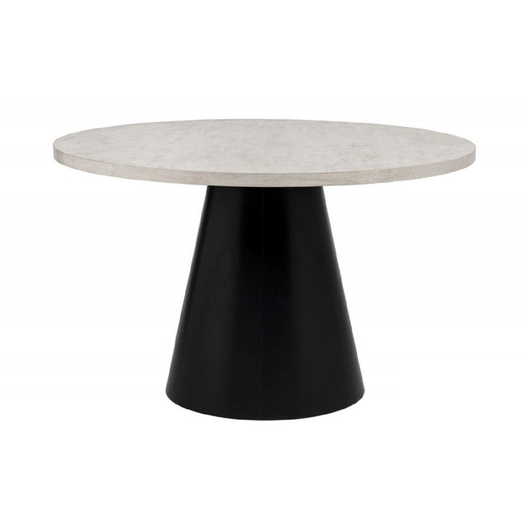 Dining Set With Round Table And 4 Upholstered Chairs - Black / Gray