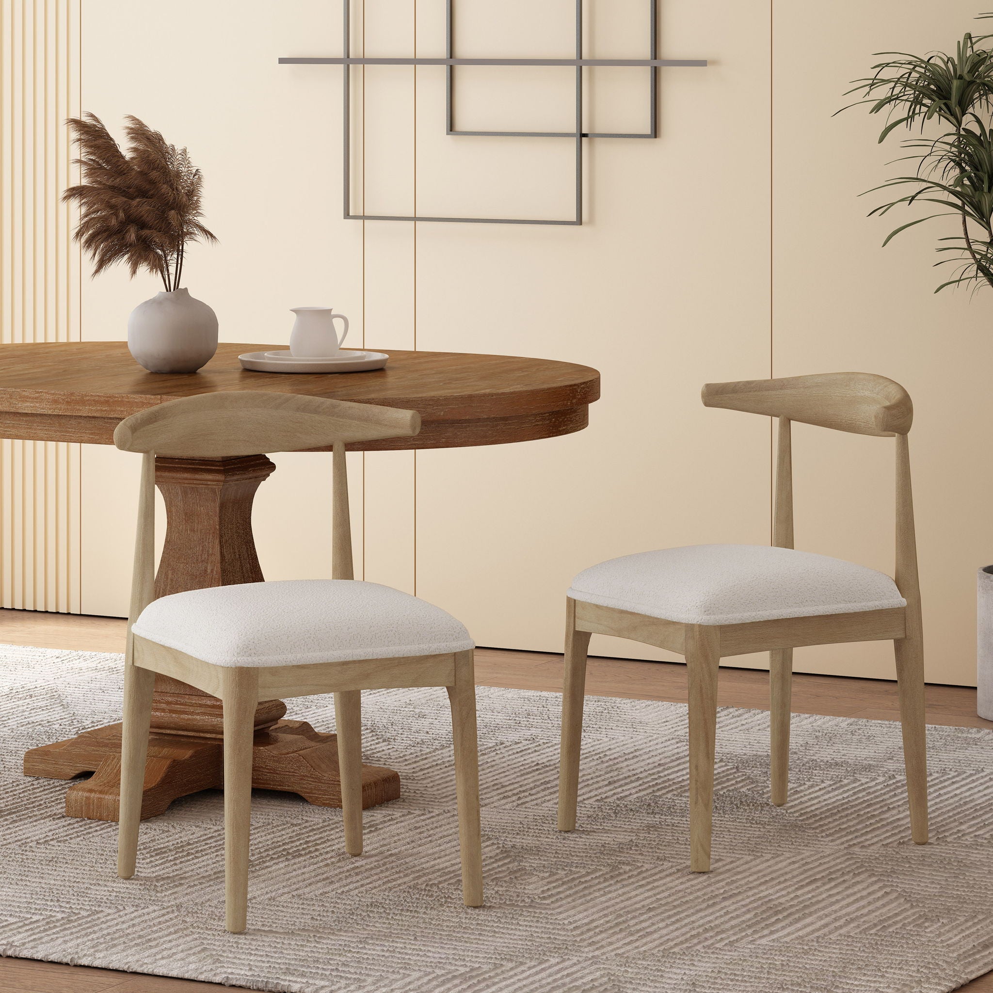 Mid Century Modern Dining Chair Set With Upholstered Seating