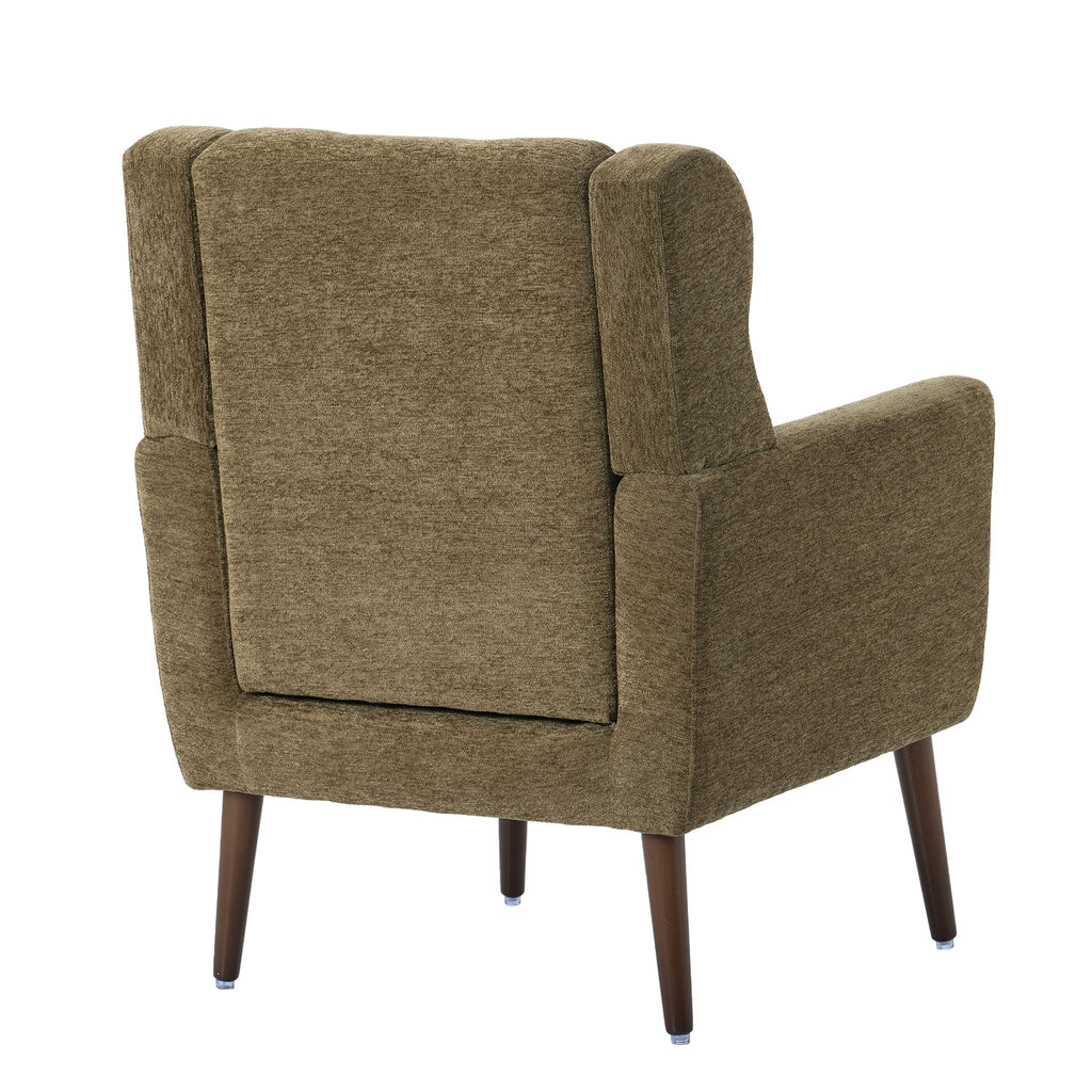 Modern Accent Chair, Arm Chairs For Living Room, Upholstered Mordern Armchair, Comfy Soft Padded Lounge Chair In Small Space, Bedroom, With Pillow, Solid Wood Leg
