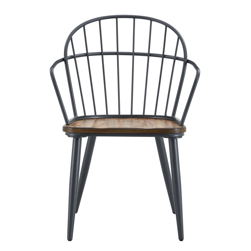 Industrial Inspired Indoor Dining Chair With Metal Legs And Birch (Set of 2) - Black / Natural