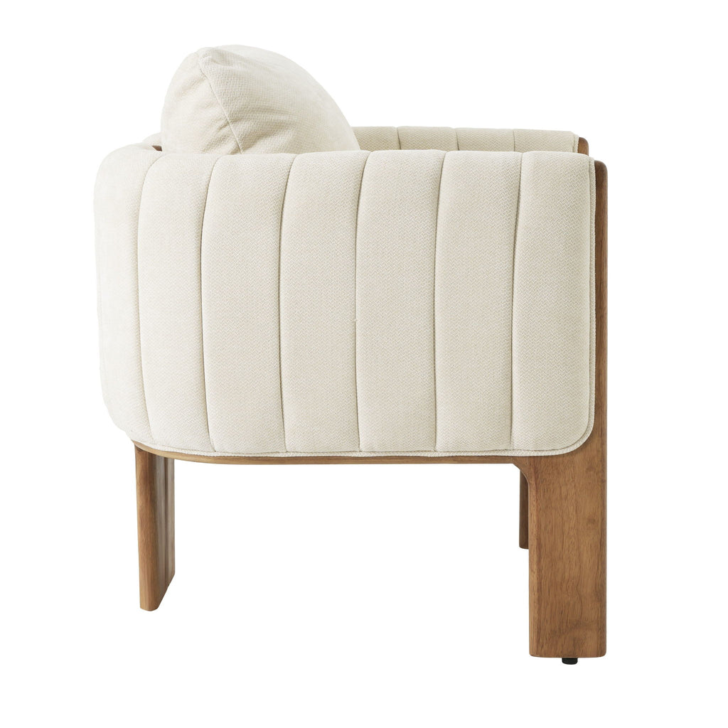 Upholstered Dining Chair With Vertical Channel Tufting (Set of 2) - Beige / Walnut