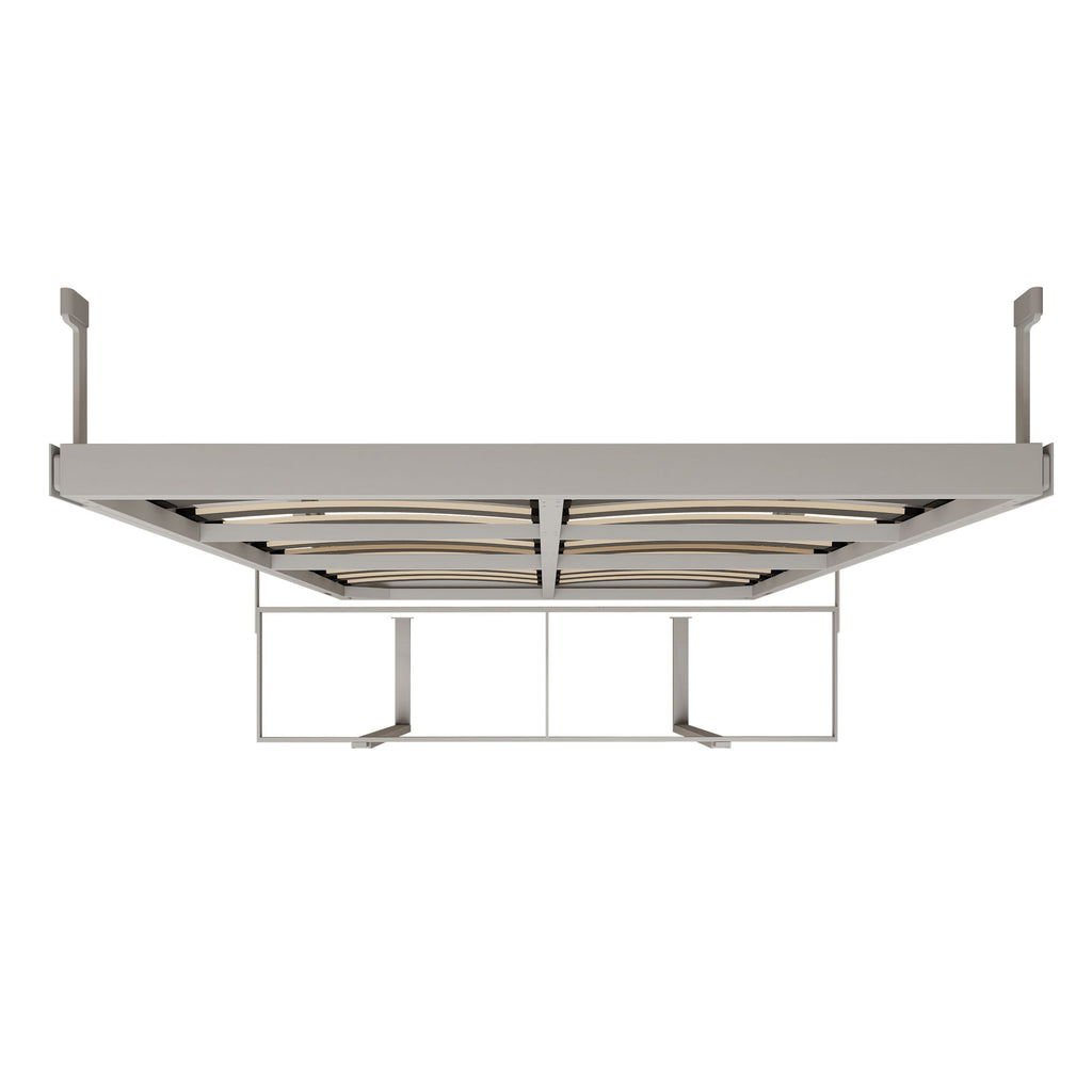 Queen Size Cabinet Wall Bed Mechanism With Desk Panel - Gray