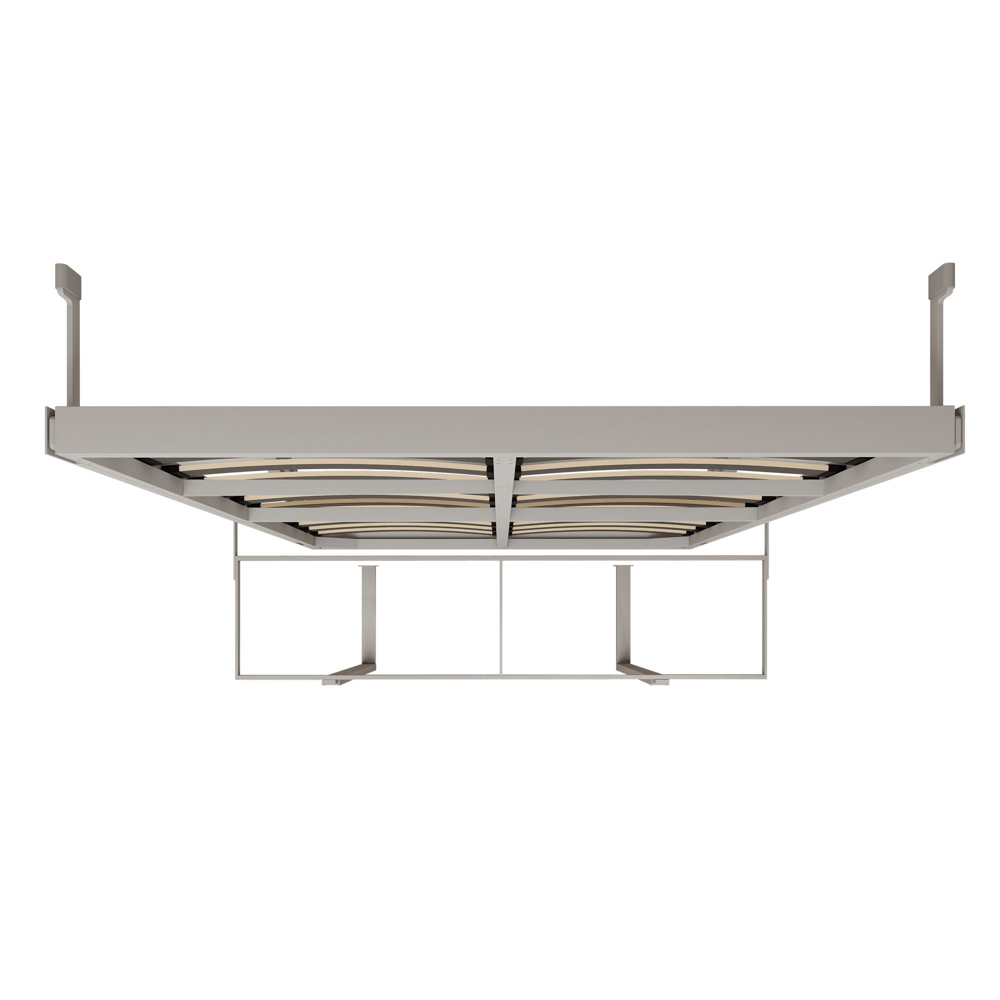 Queen Size Cabinet Wall Bed Mechanism With Desk Panel - Gray