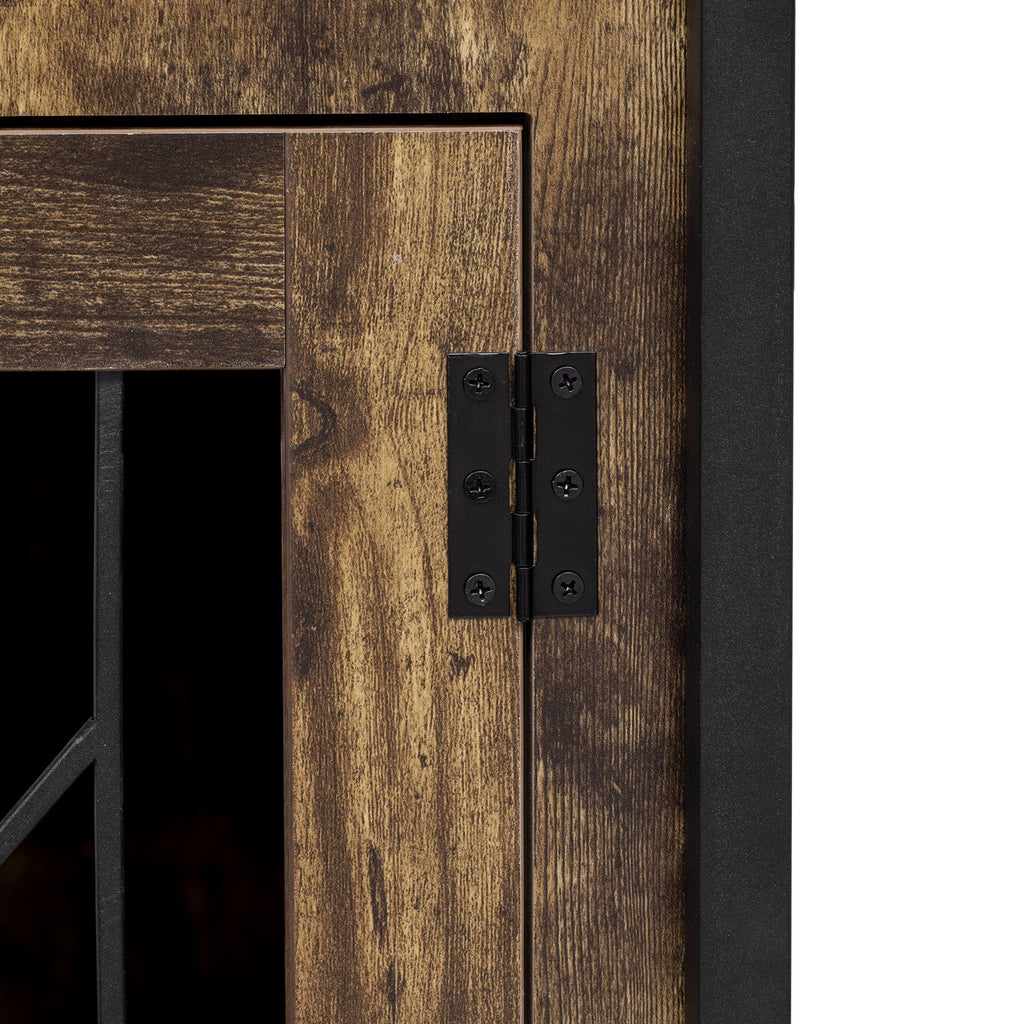 Furniture Style 2 In 1 Pet Friendly Dog Crate Composite Desk Hutch - Rustic Brown