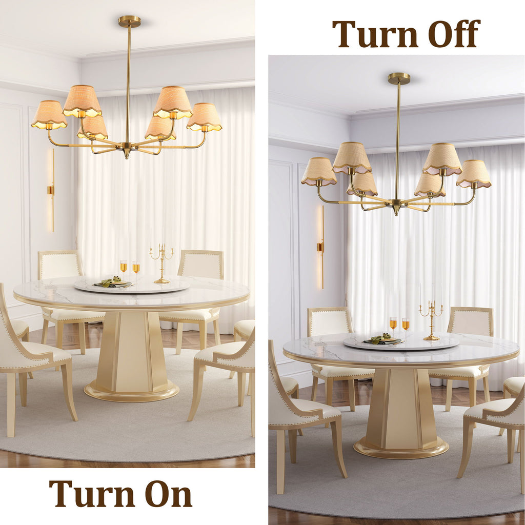 6 Lamp Chandelier - Golden
