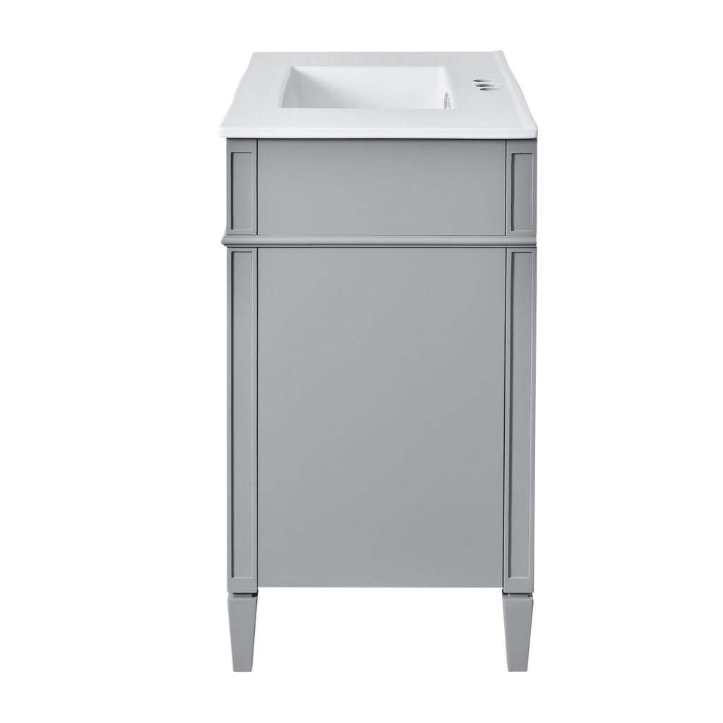 Bathroom Vanity With Mirror Cabinet, Single Sink With 2 Soft Closing Doors And 4 Drawers