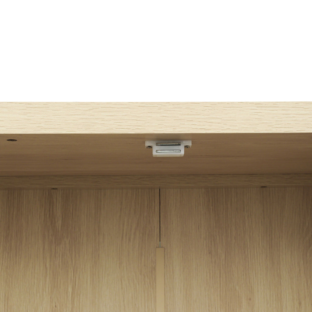 4 Door Storage Cabinet With 1 Drawer And 4 Adjustable Inner Shelves - Natural