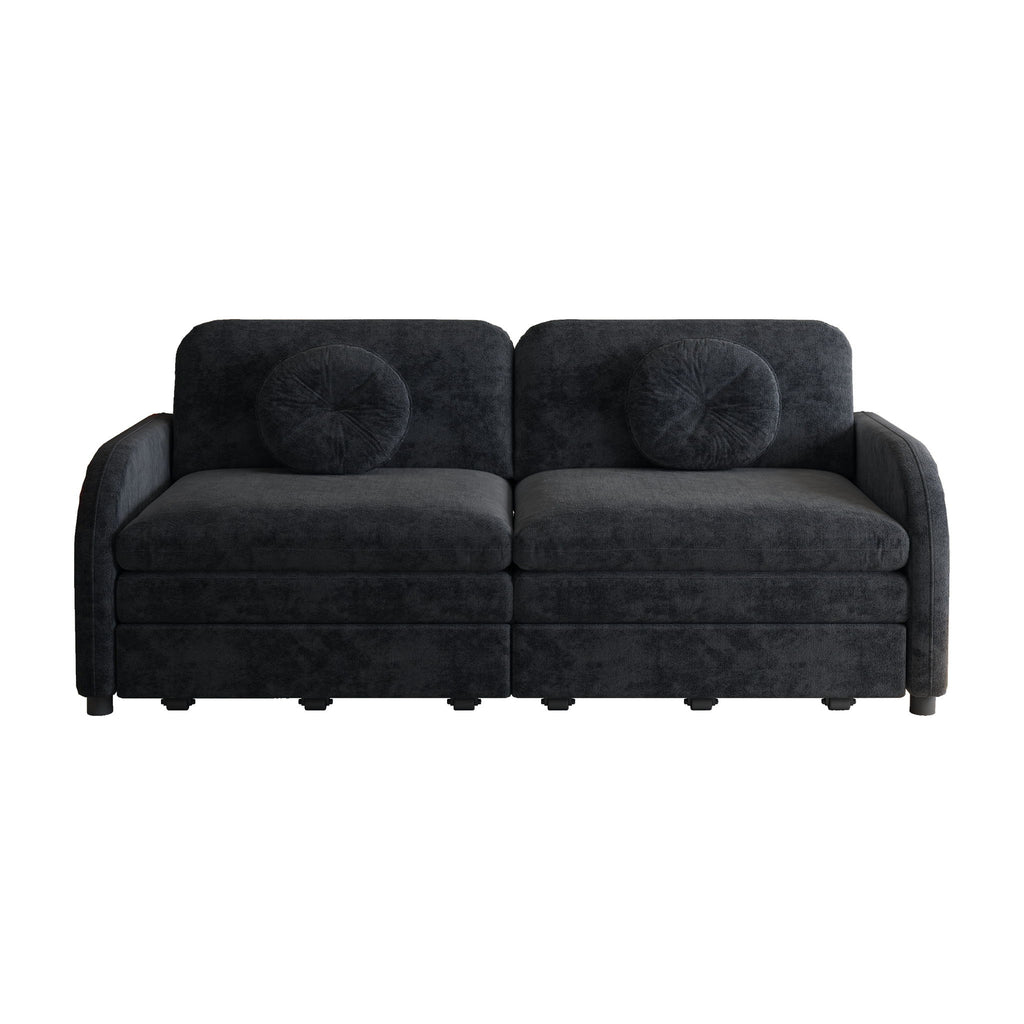 Upholstered Pull Out Couch With Side Pocket & USB Port