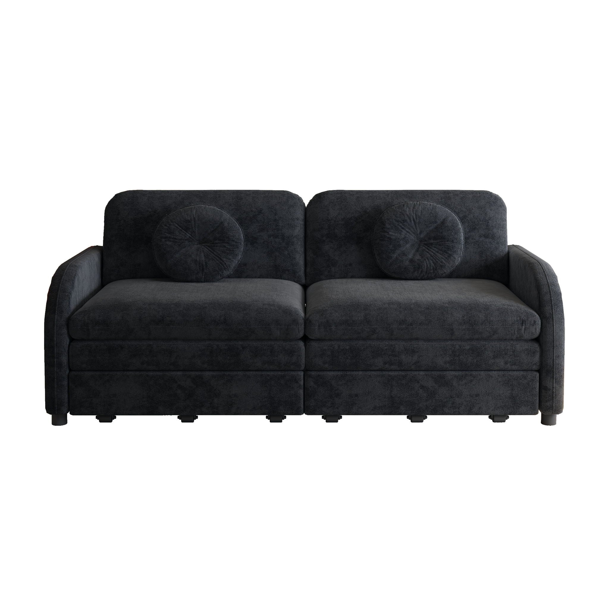 Upholstered Pull Out Couch With Side Pocket & USB Port