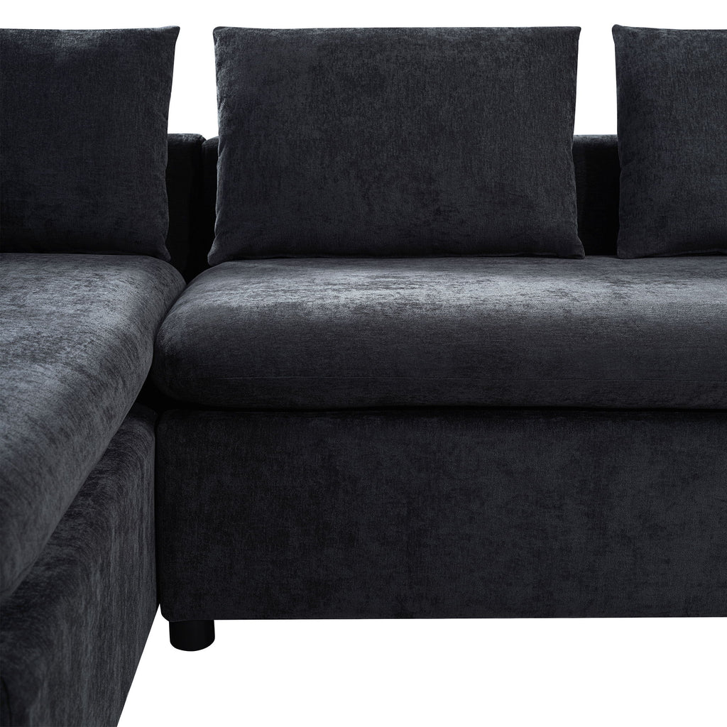 Modern L Shaped Sectional Sofa With Upholstery And Wooden Storage