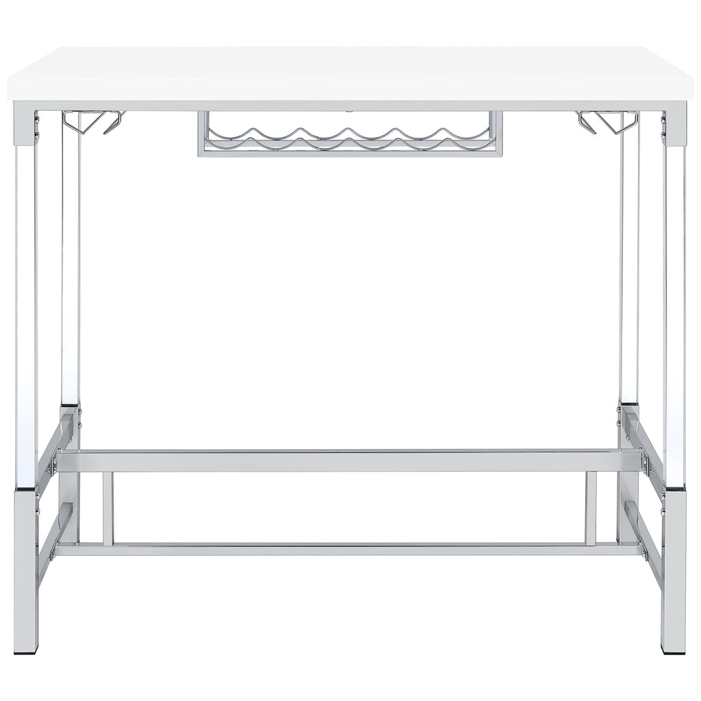 Tonneson - Bar Table With Trestle Base And Wine Storage - White