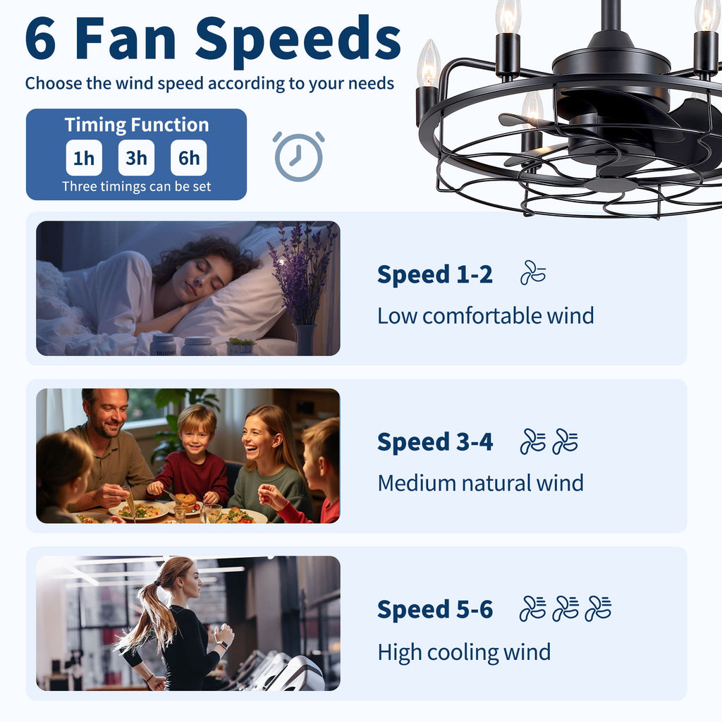Modern Farmhouse Ceiling Fan, Adjustable Hanging