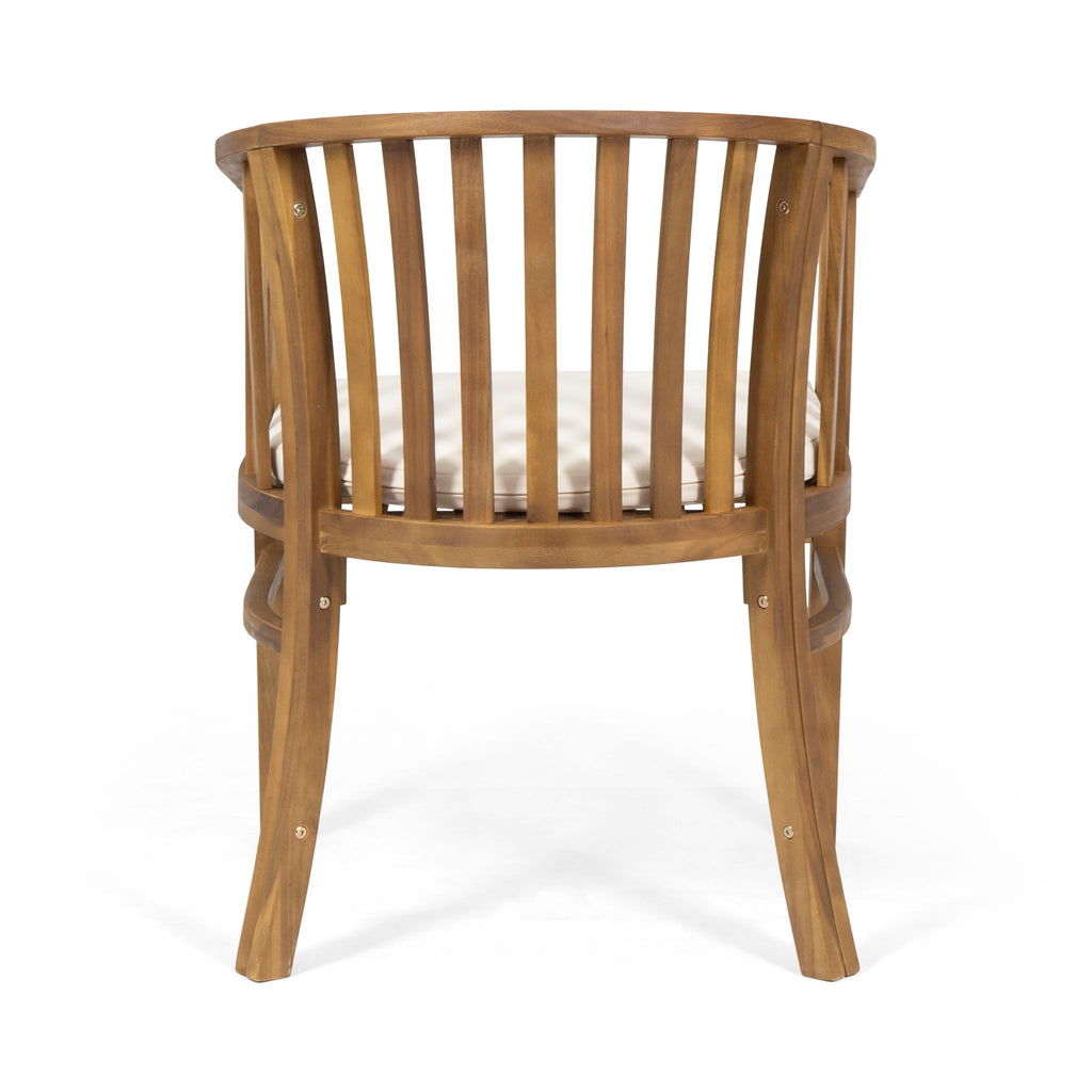 Outdoor Wooden Dining Chairs With Cushions (Set of 2)