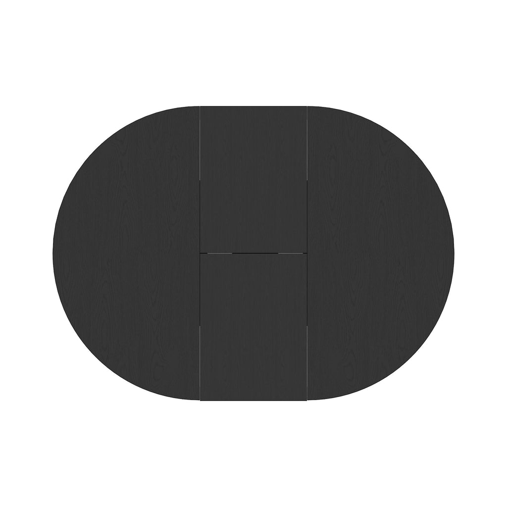Dining Table For Farmhouse Kitchen Expandable Oval Table Top With Removable Leaf Trestle X Shaped Base - Black