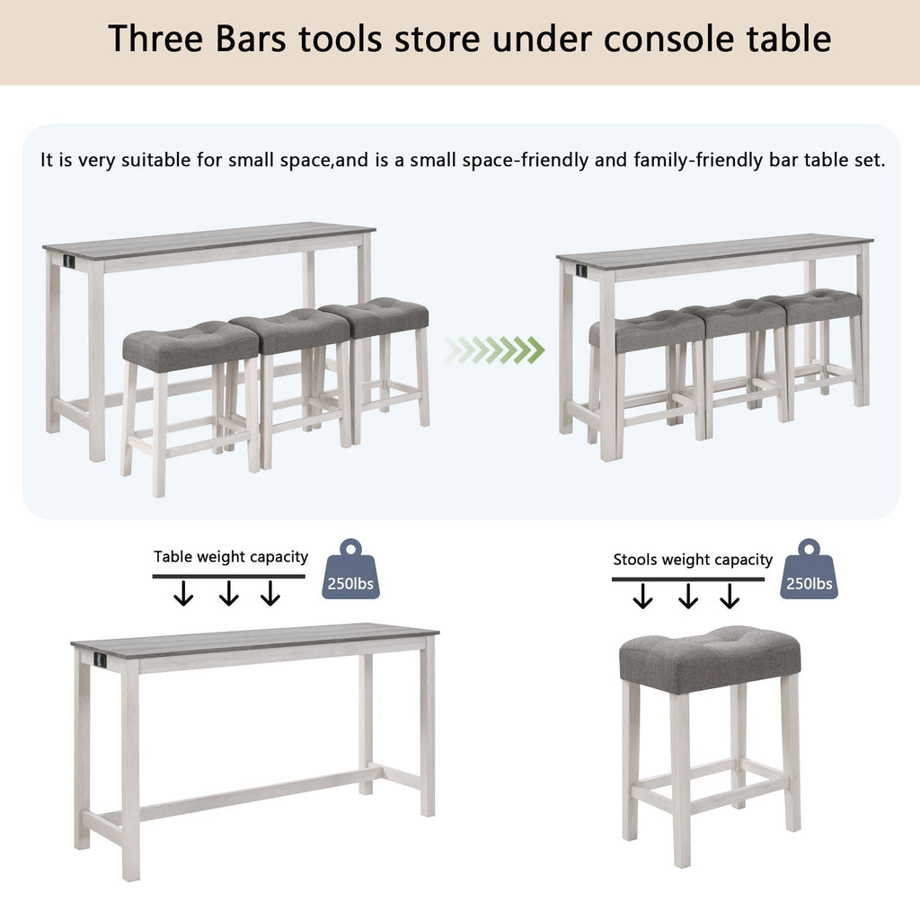 4 Piece Bar Table Set With Power Outlet