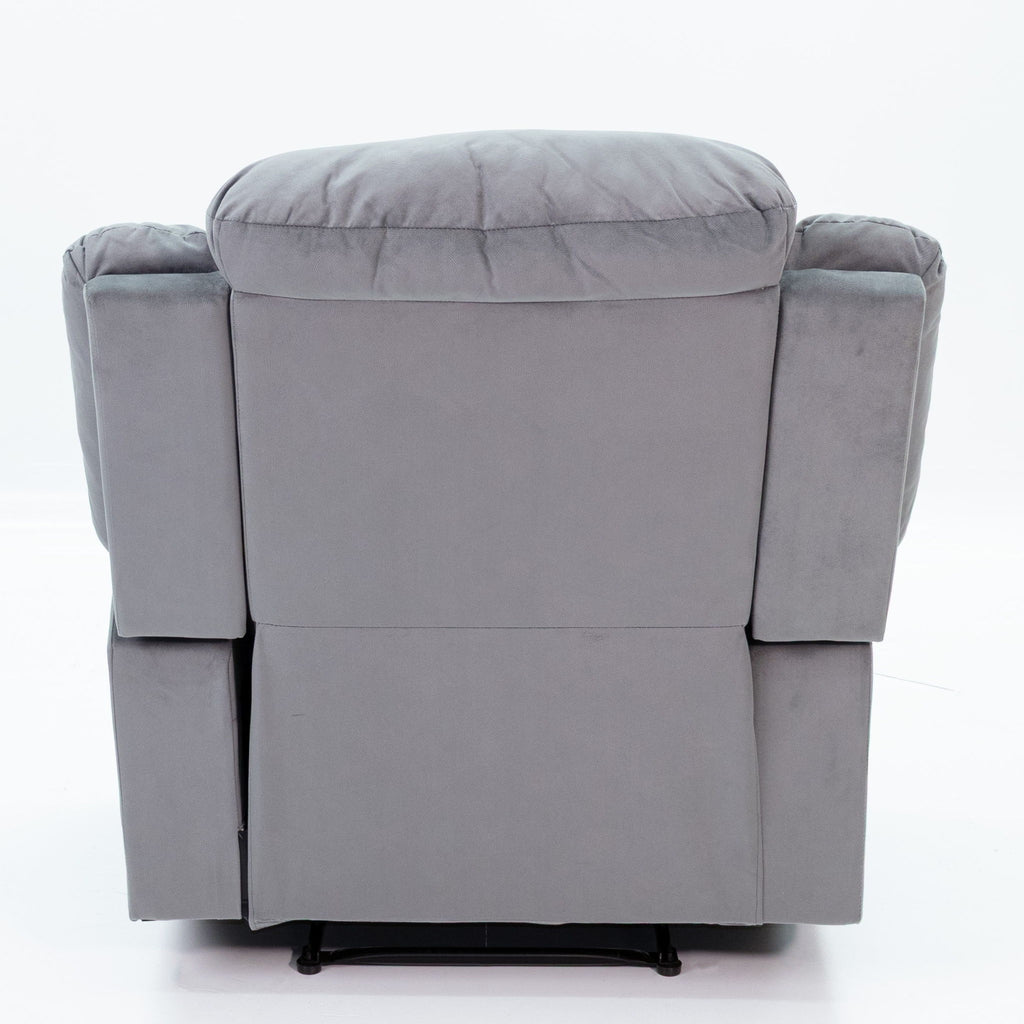 Modern Manual Recliner With Padded Seat And Pillow Arms