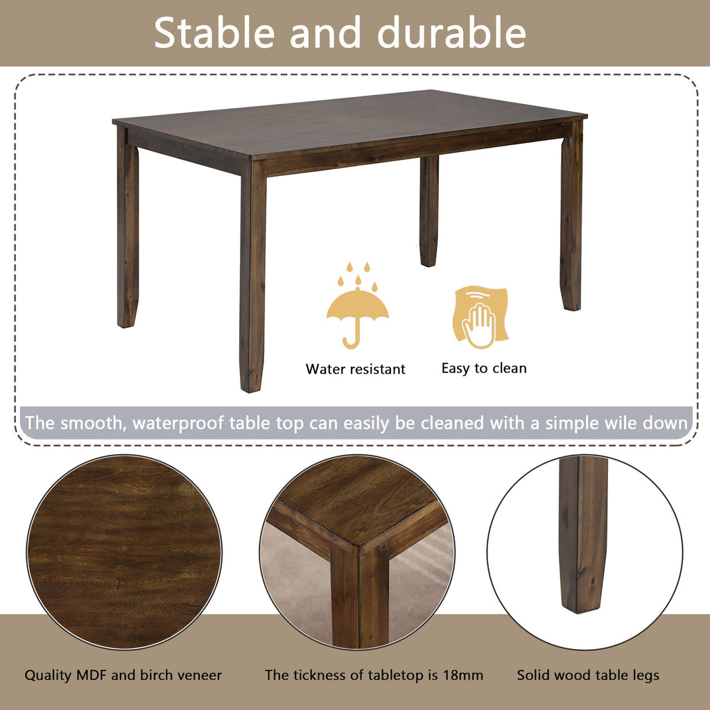 Kitchen Dining Set, Rectangular Dining Table With Upholstered Chairs