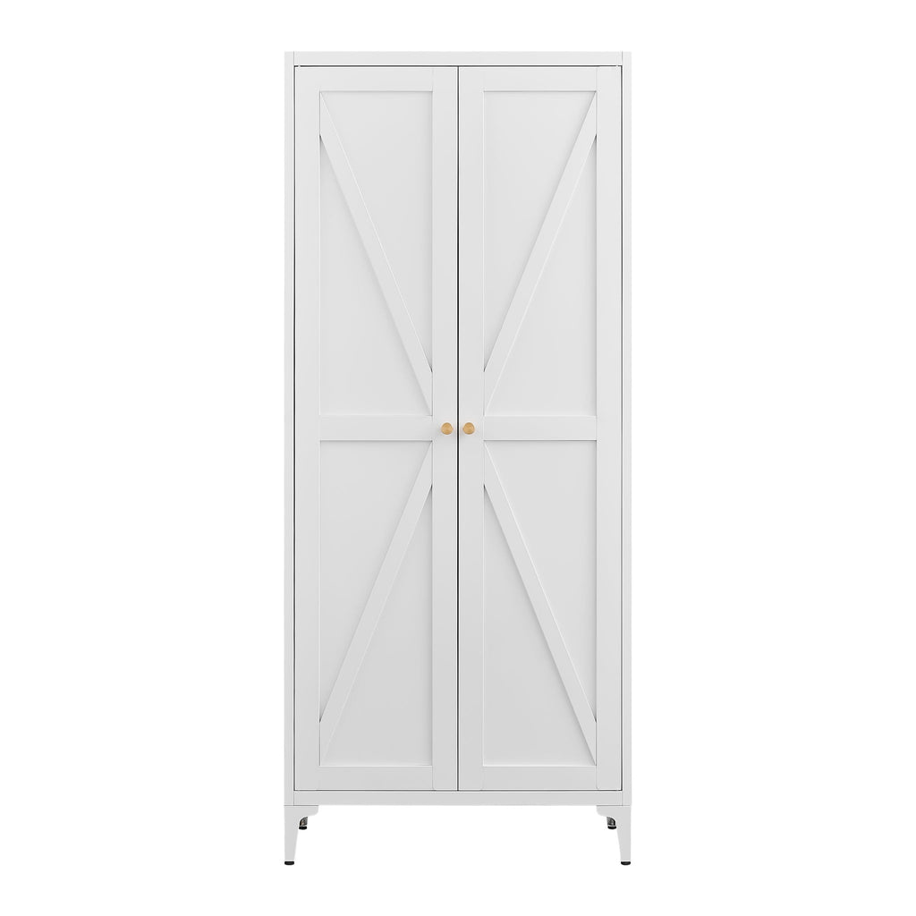 Adjustable 2 Door Kitchen Pantry Cabinet With Striped Design