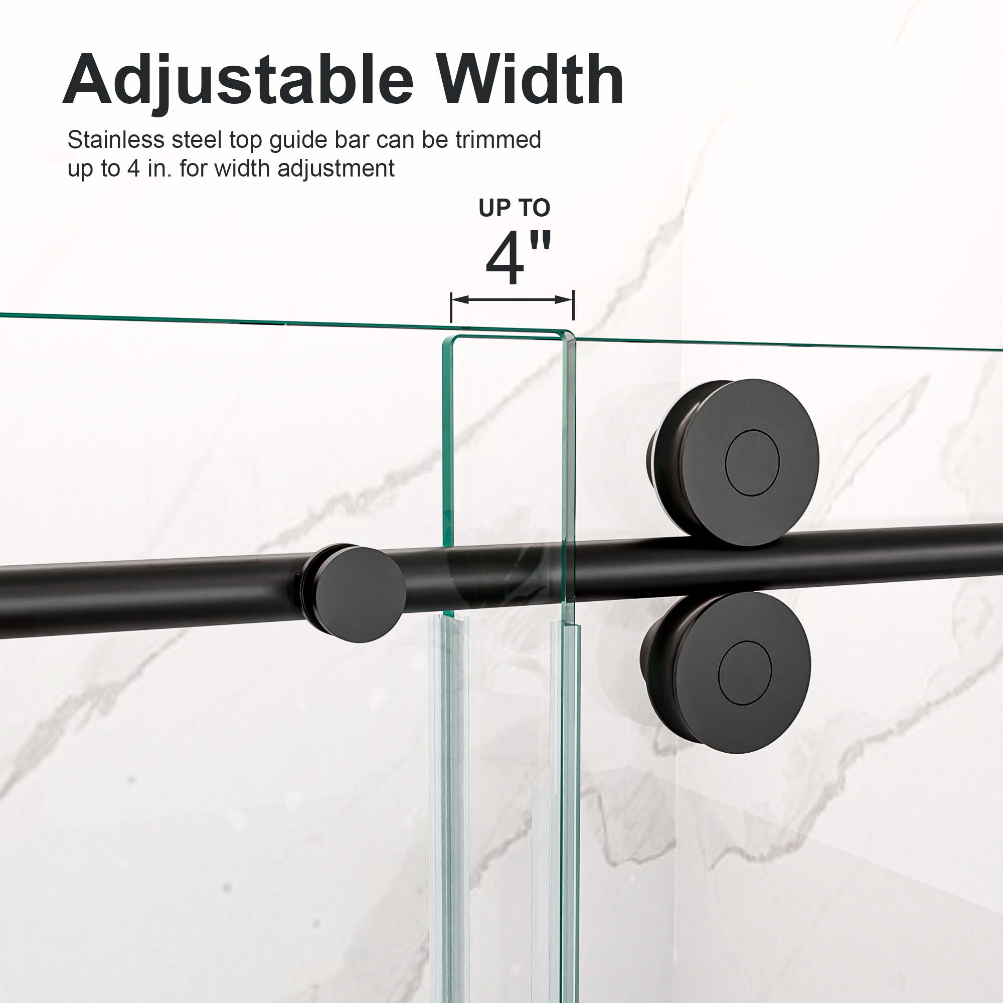 Frameless Single Sliding Shower Door With Clear Tempered Glass