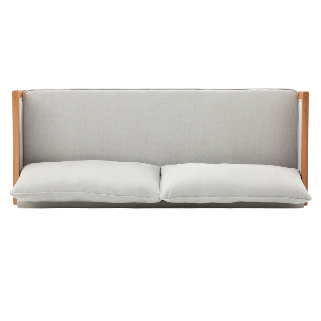 Modern 3 Seater Sofa With Wood Armrests