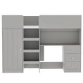 Loft Bed With Built In Wardrobe, Desk, Shelves, And Drawers