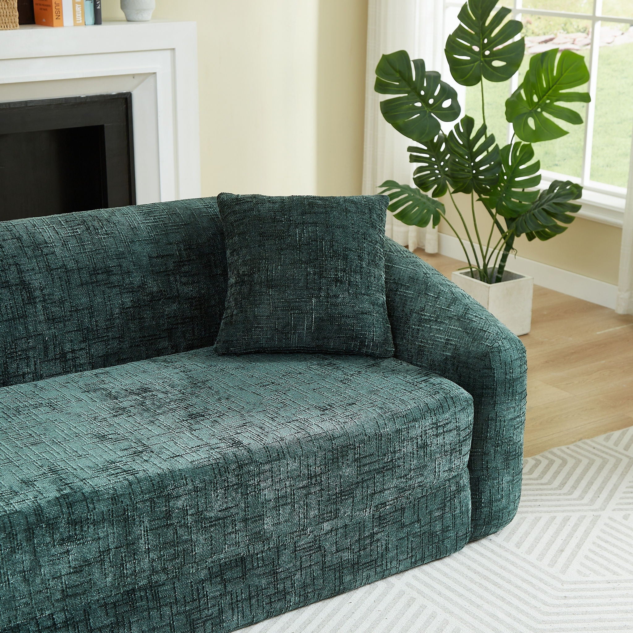 Curved Convertible Sofa, 2 In 1 Fold Out Bed With Pull Out Base And Deep Seat