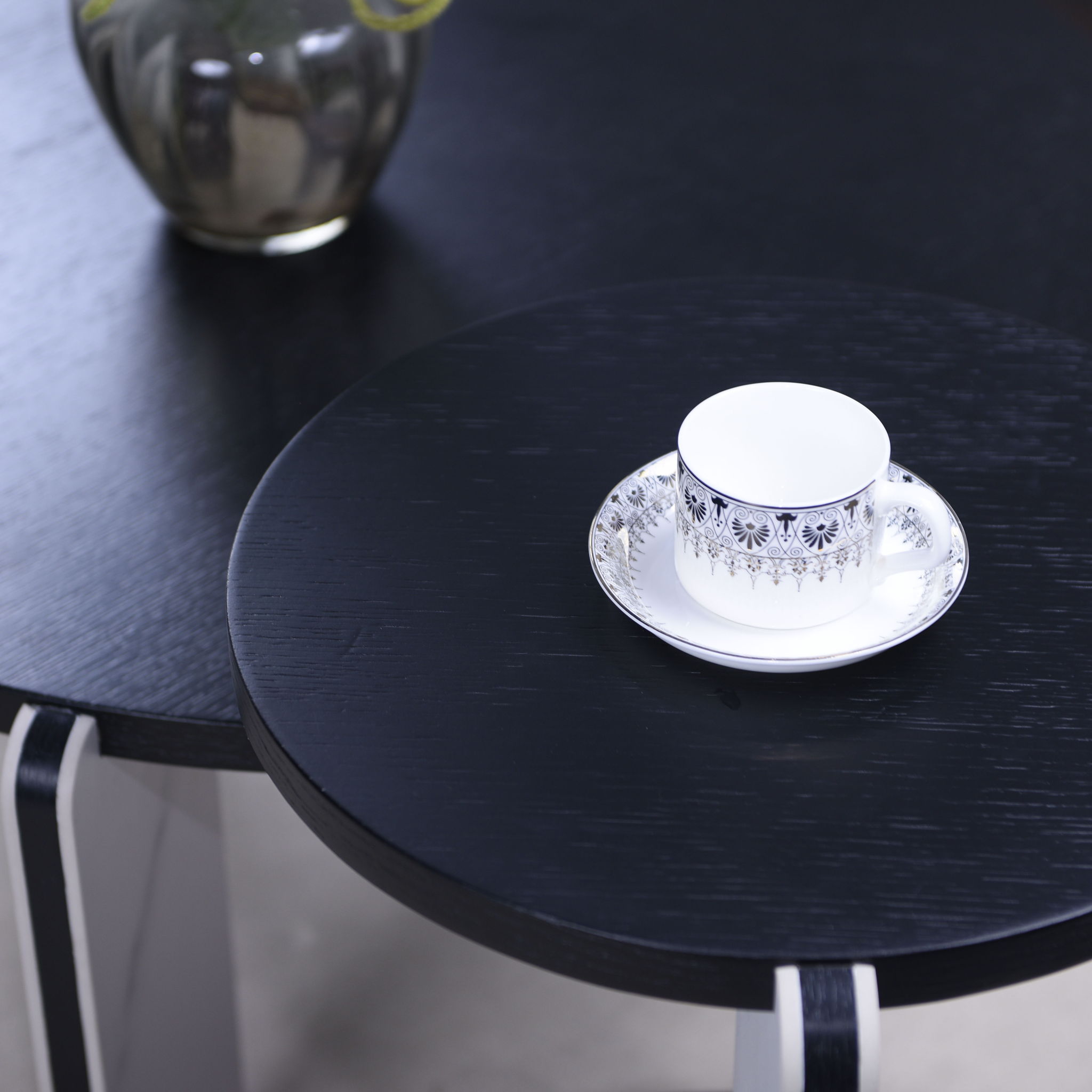 Round Coffee & End Table Set - Black