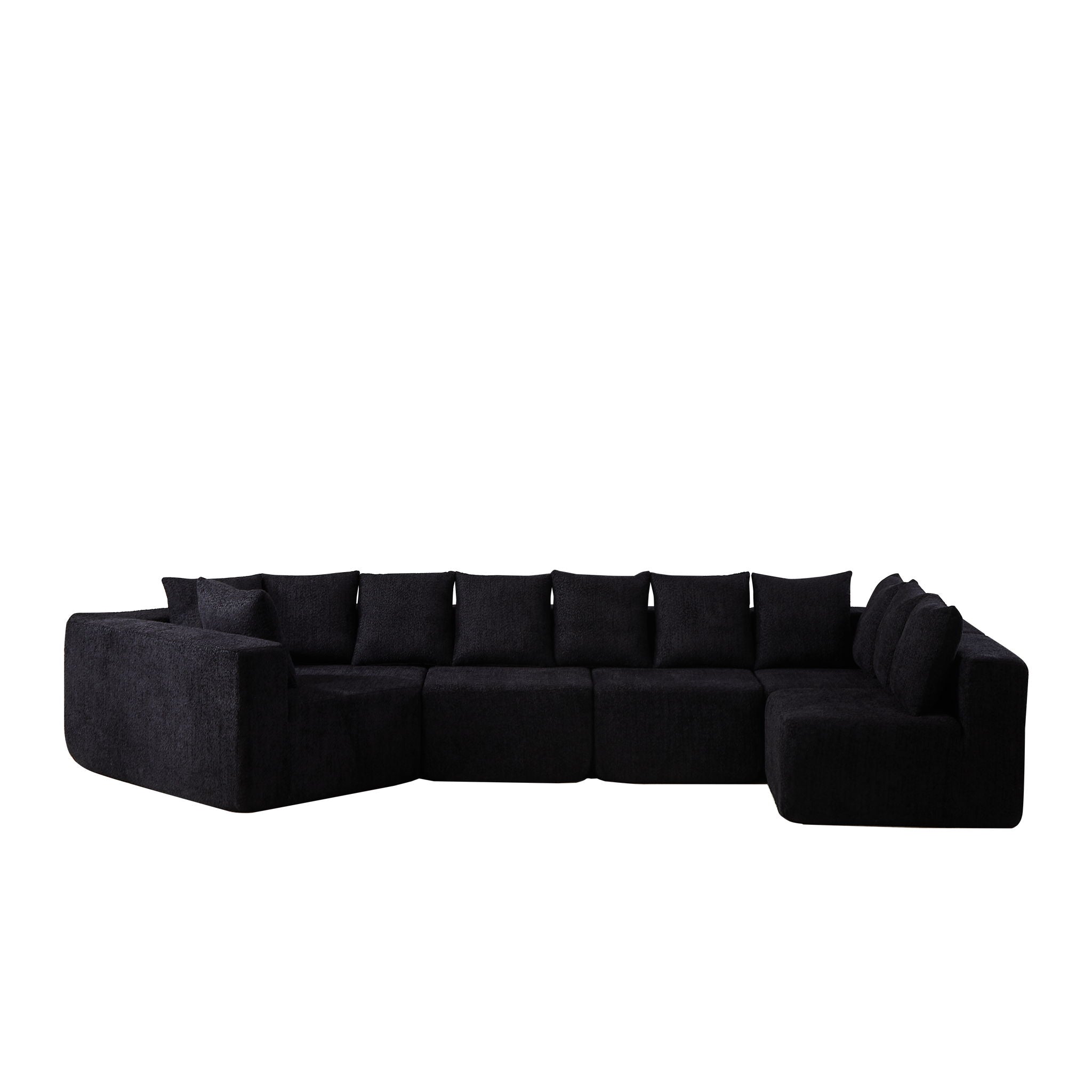 L - Shaped Modular Sofa With Deep Seat And 11 Pillows