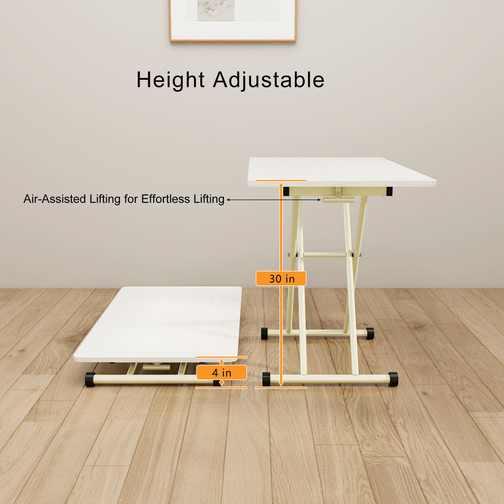 Adjustable Standing Table, Indoor & Outdoor Use, Portable With Adjustable Height - Off White / White