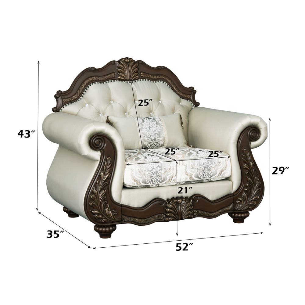 Pierce - Chair With Pillow - Beige Fabric & Cherry