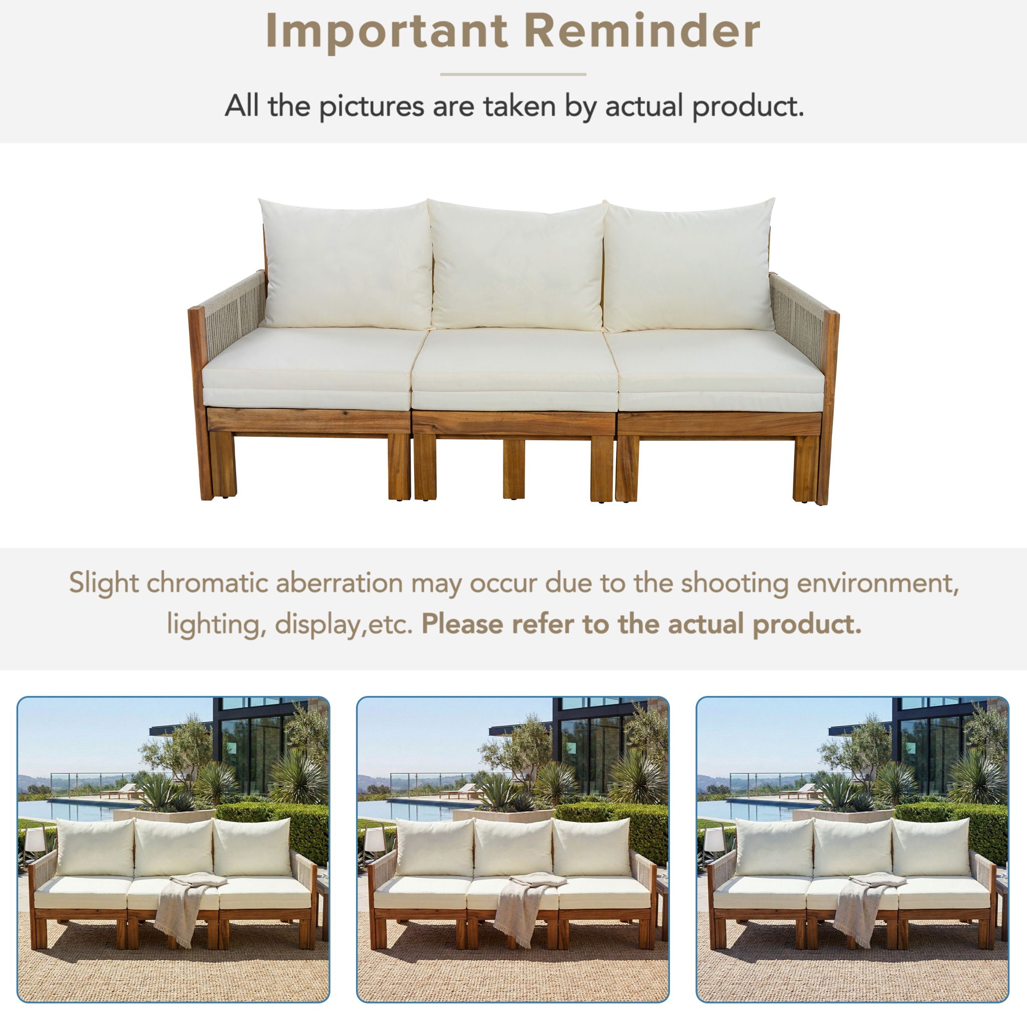 Outdoor Daybed, Patio Sofa Bed, 3 Seat Convertible Sunbed