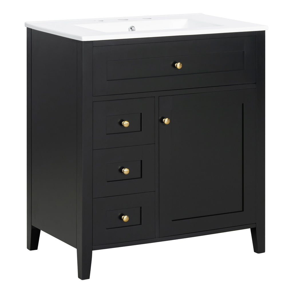 Modern Bathroom Vanity With Sink, 3 Drawers And Adjustable Shelf