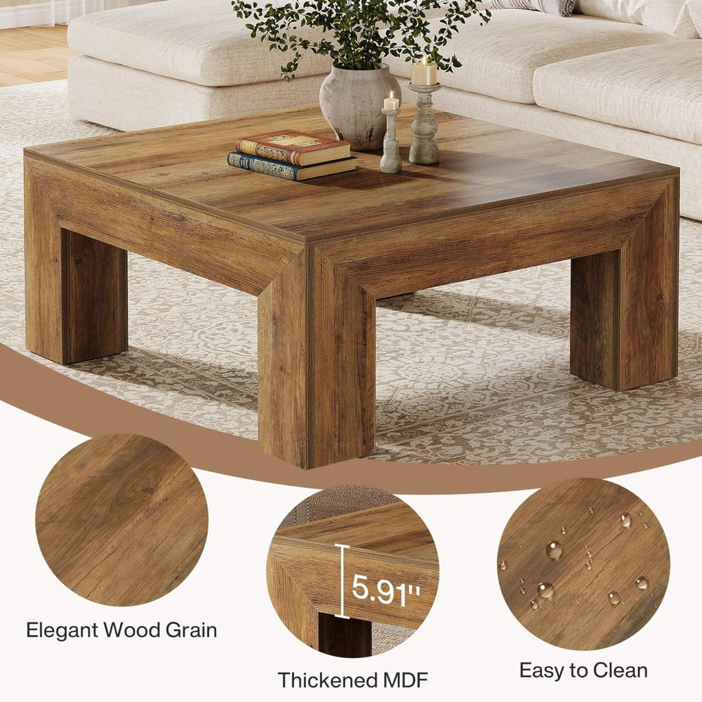 Square Coffee Table - Rustic Brown