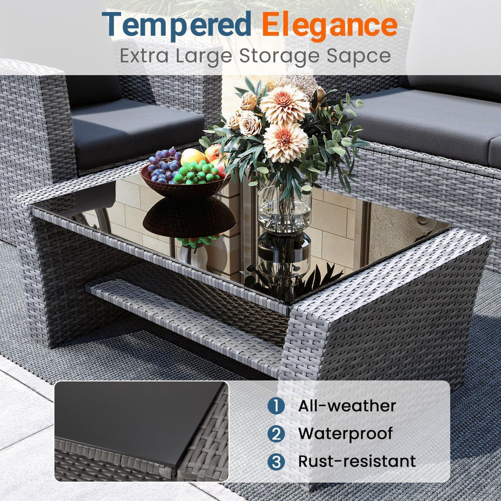 Modern Patio Set With Table And Cushions