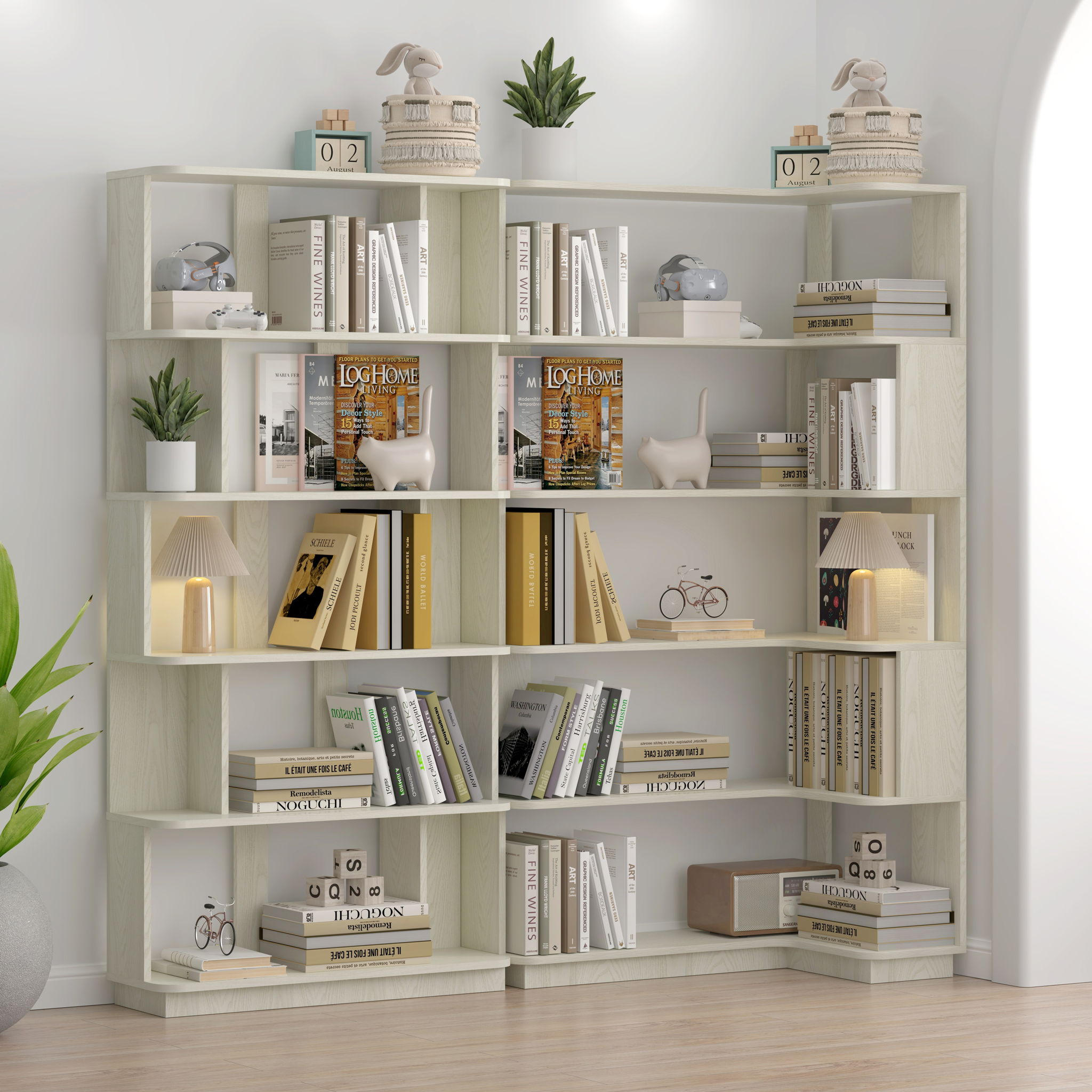 Modern 5 Tier Open Storage Bookcase