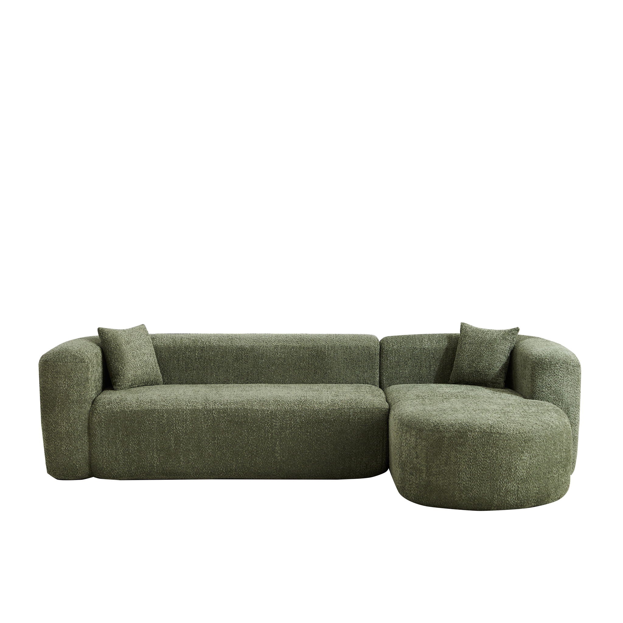 L - Shape Boneless Cloud Couch With 2 Throw Pillows For Living Room
