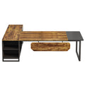 L-Shaped Executive Desk With File Cabinet, Computer Workstation With Storage