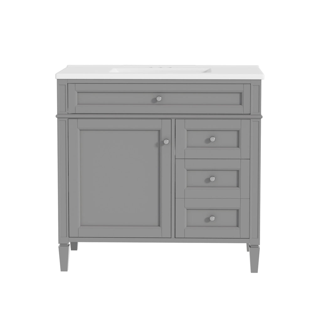 Bathroom Vanity With Top Sink, 2 Drawers, Tip Out Drawer