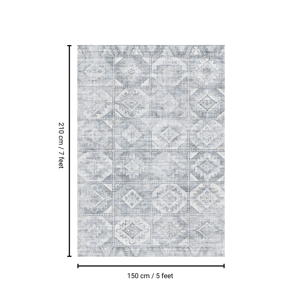 Toucan - 5' X 7' Washable Non - Slip Area Rug - Silver