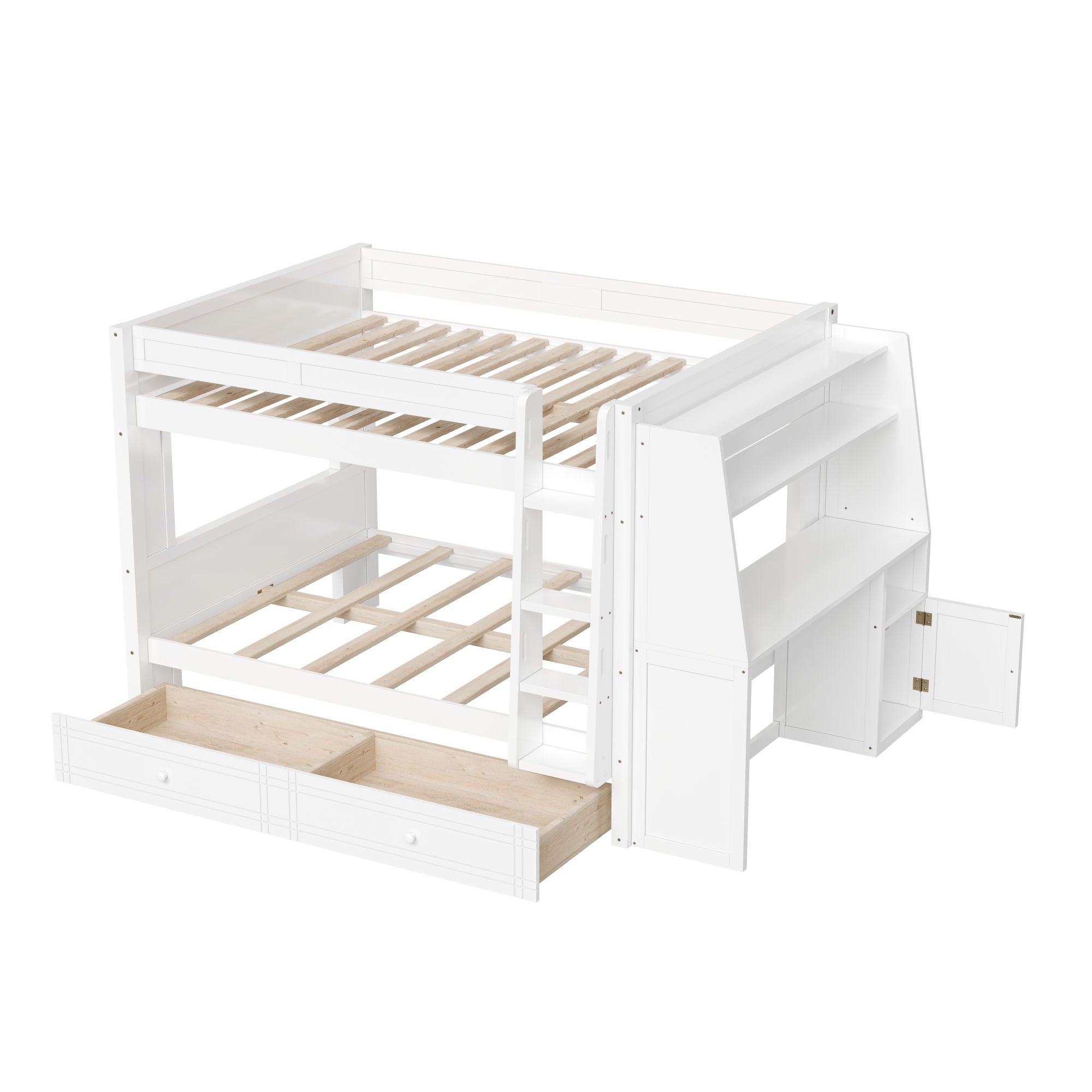 Multifunctional Bunk Bed With Desk, Bookshelves