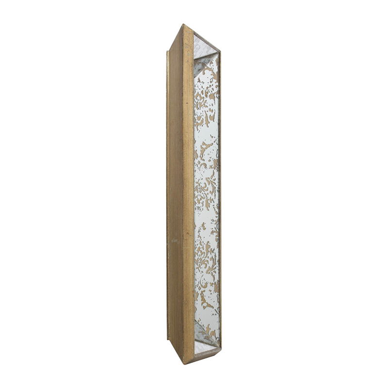 Antique Rectangle Mirror With Floral Accents, Mirrored Display Tray, Hanging Wall Mirror