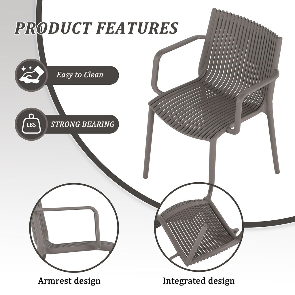 4 Modern Stackable Armchair Matched With Long Table