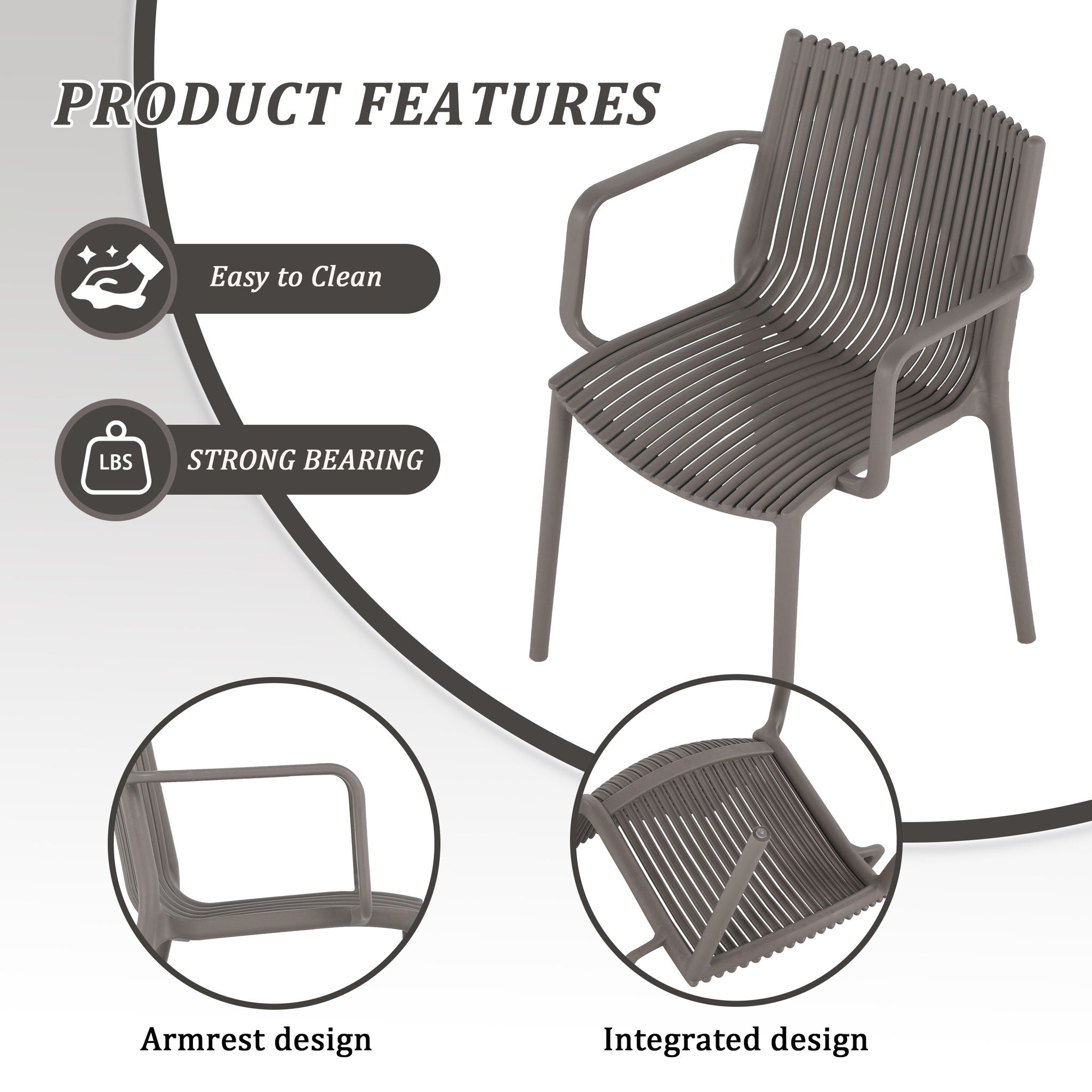 4 Modern Stackable Plastic Armchair Matched With Round Table