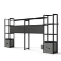Headboard With 3 Shelves, 2 Drawers, Charging Station, RGB LED Lights